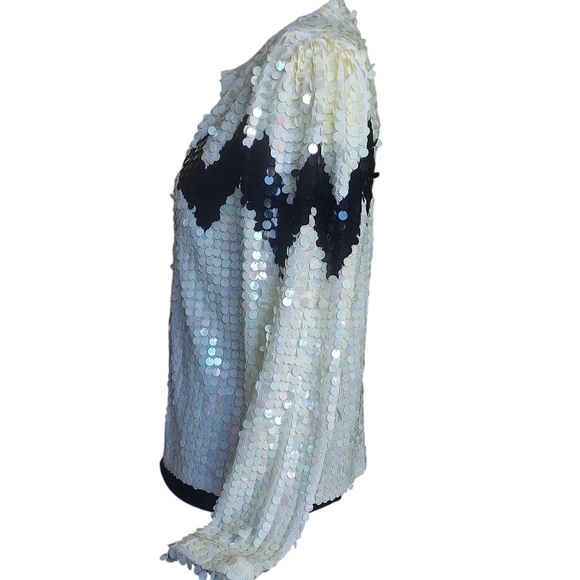 Vintage JoAnn Bryant Black White Sequined Cardigan Sweater 1960s - Picture 5 of 16